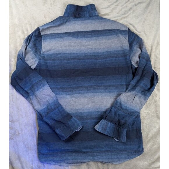 Tailor Vintage Shirt Men's Medium Luxe Performance Flannel Blue Plaid Button Up - Picture 7 of 8